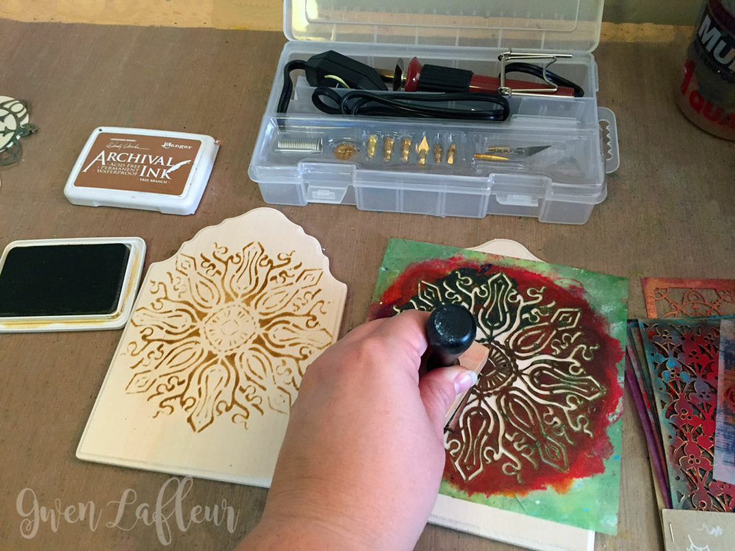 Stenciled and Wood Burned Diptych Photo Frame Tutorial Step 1 | Gwen Lafleur