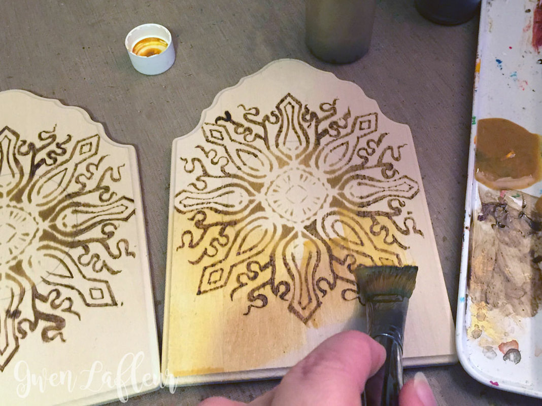 Stenciled and Wood Burned Diptych Photo Frame Tutorial Step 3 | Gwen Lafleur