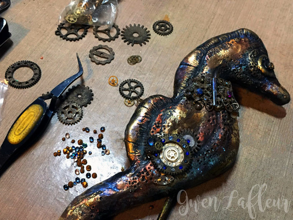 Mixed Media Seahorse Sculpture Process Overview  Step 5  | Gwen Lafleur