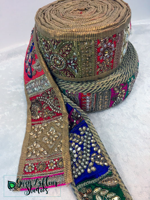 Embellished Sari Patchwork Ribbon by the Foot
