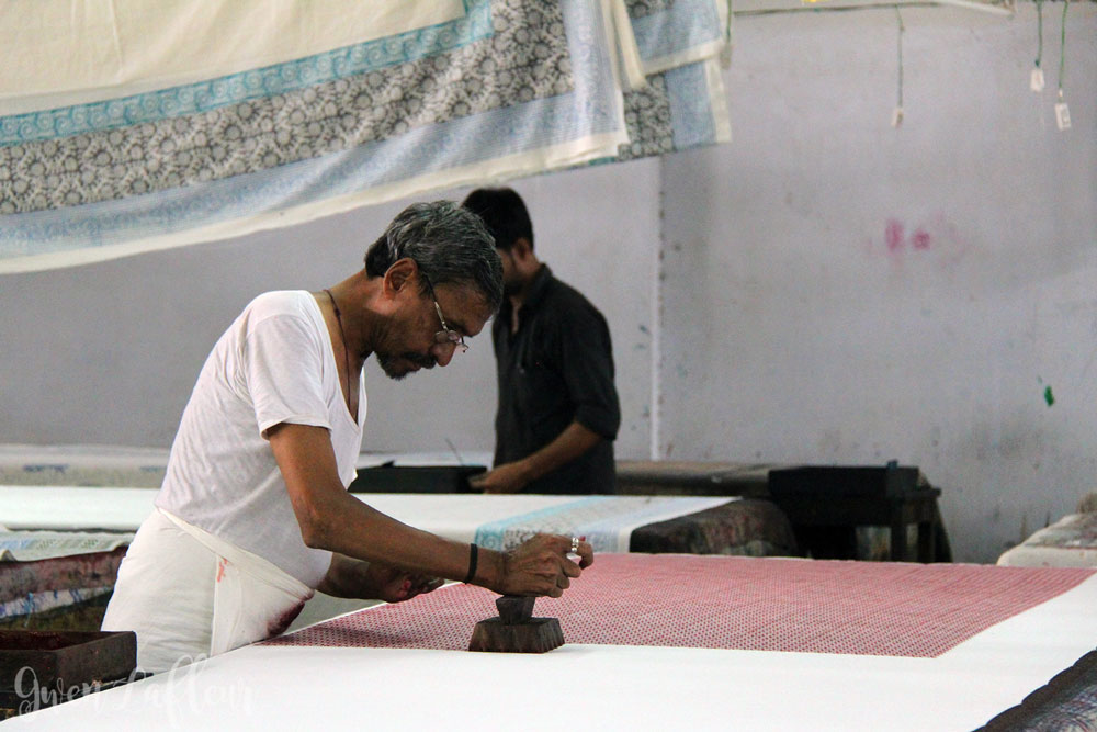 Demo of block printing on fabric in Jaipur, India - photo by Gwen Lafleur