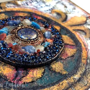 Faux Painting with Embossing Powder and Embellishments Closeup Image