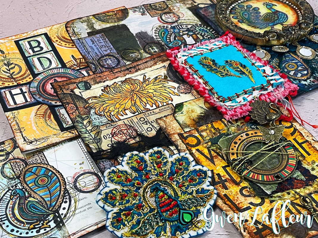 Photo of all project samples with the May 2021 stamp sets by Gwen Lafleur for PaperArtsy.