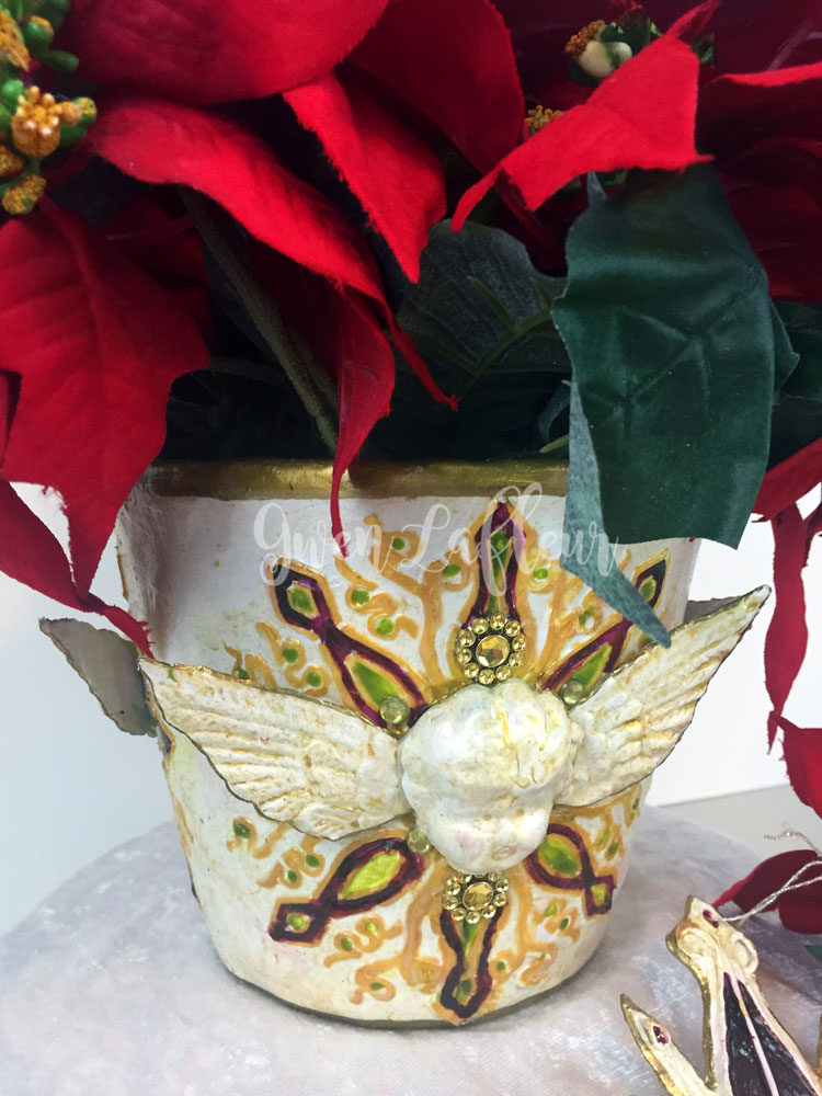 Faux Ceramic Poinsettia Pot View 1 | Gwen Lafleur