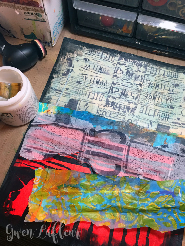 Mixed Media Collage with Stencils & EP - Tutorial Step 3 | Gwen Lafleur