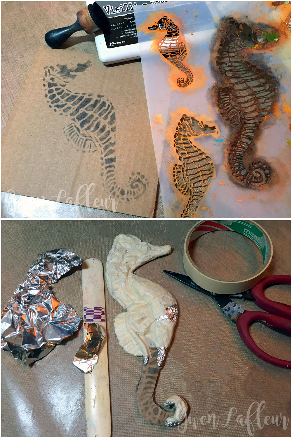 Mixed Media Seahorse Sculpture Process Overview  Steps 1-2 | Gwen Lafleur