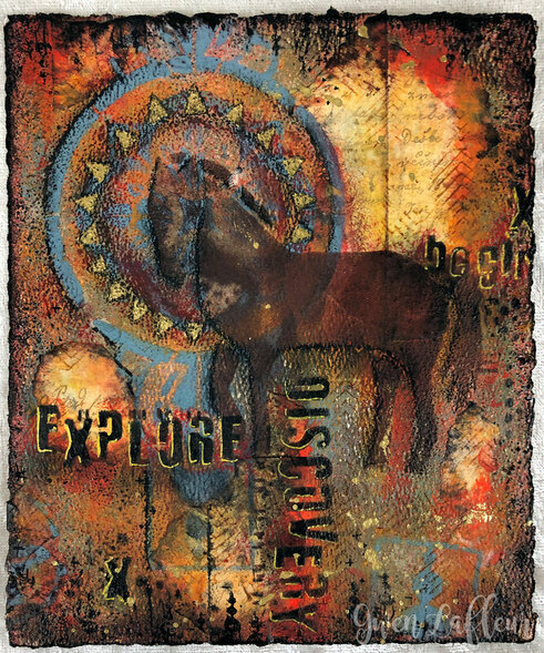 Mixed Media with Paint, Stencils, & Embossing Powder | Gwen Lafleur