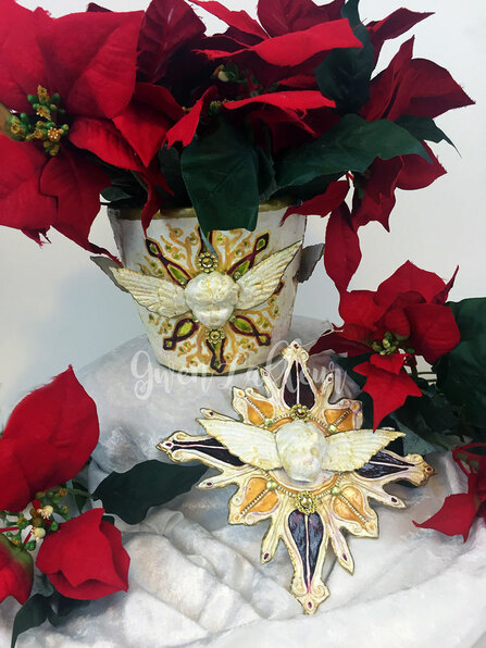 Faux Ceramic Poinsettia Pot & Christmas Ornament | Gwen Lafleur
