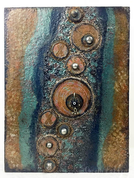 Abstract Mixed Media Art with Baked Texture Embossing Powder | Gwen Lafleur