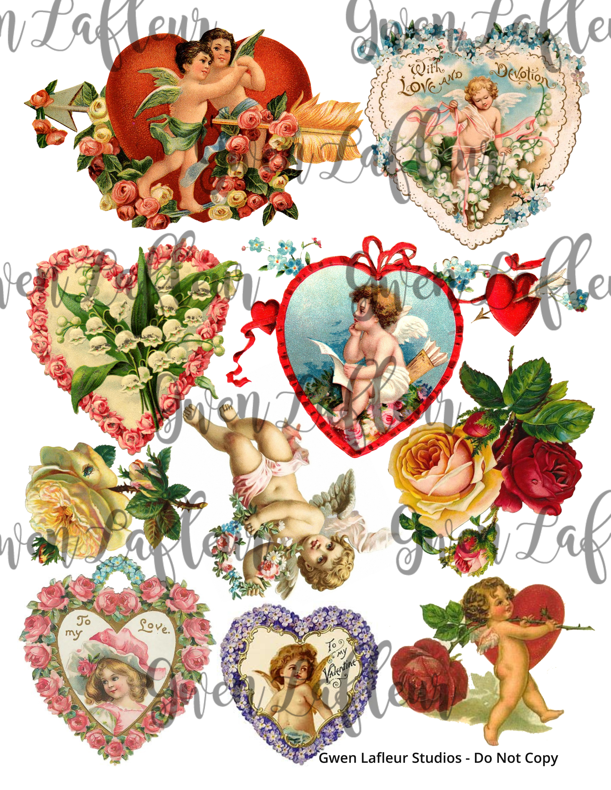 Vintage Valentines - Downloadable Collage Cut-outs