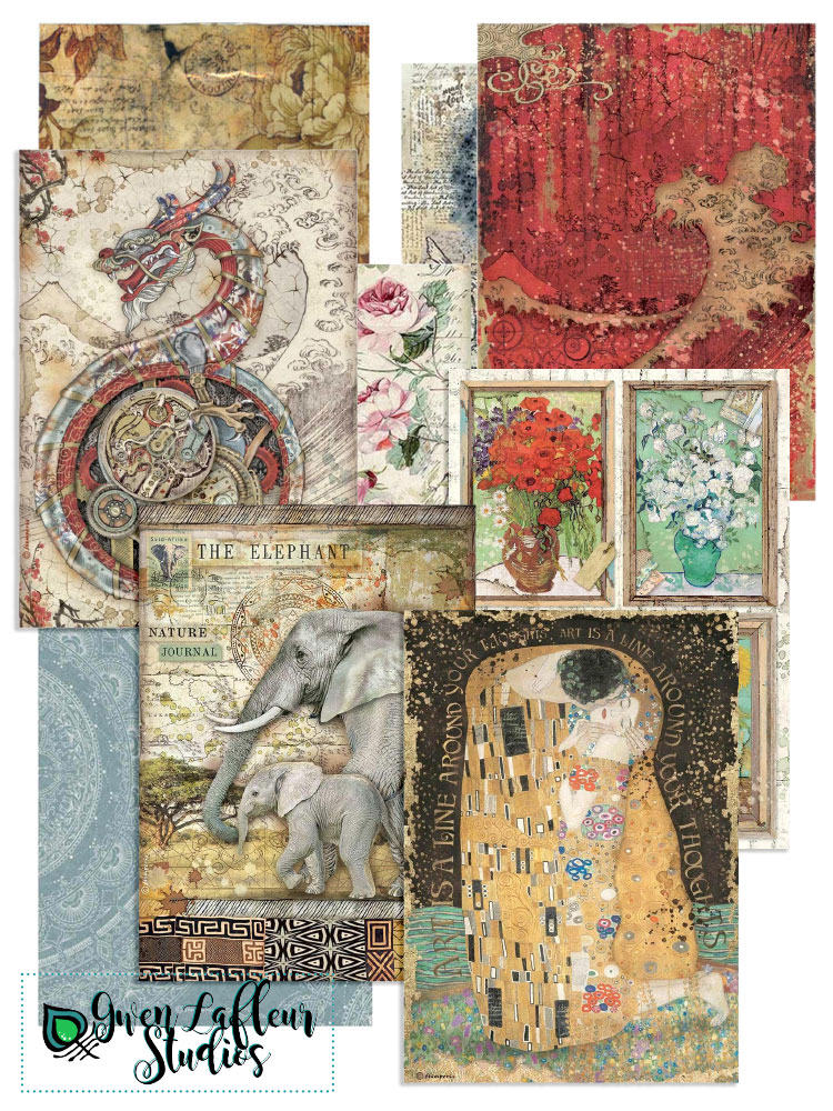 Printed Rice Paper Collage Sheets, Stamperia