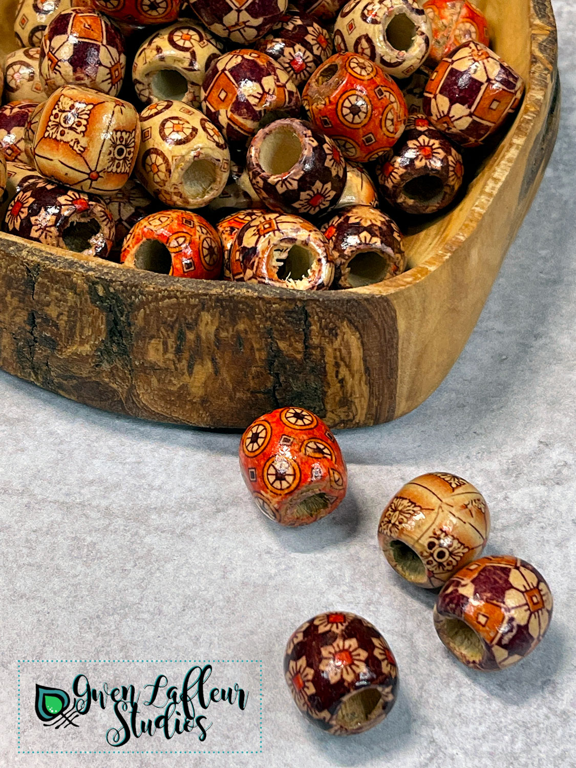 Wooden African Drum Beads (Set of 5)