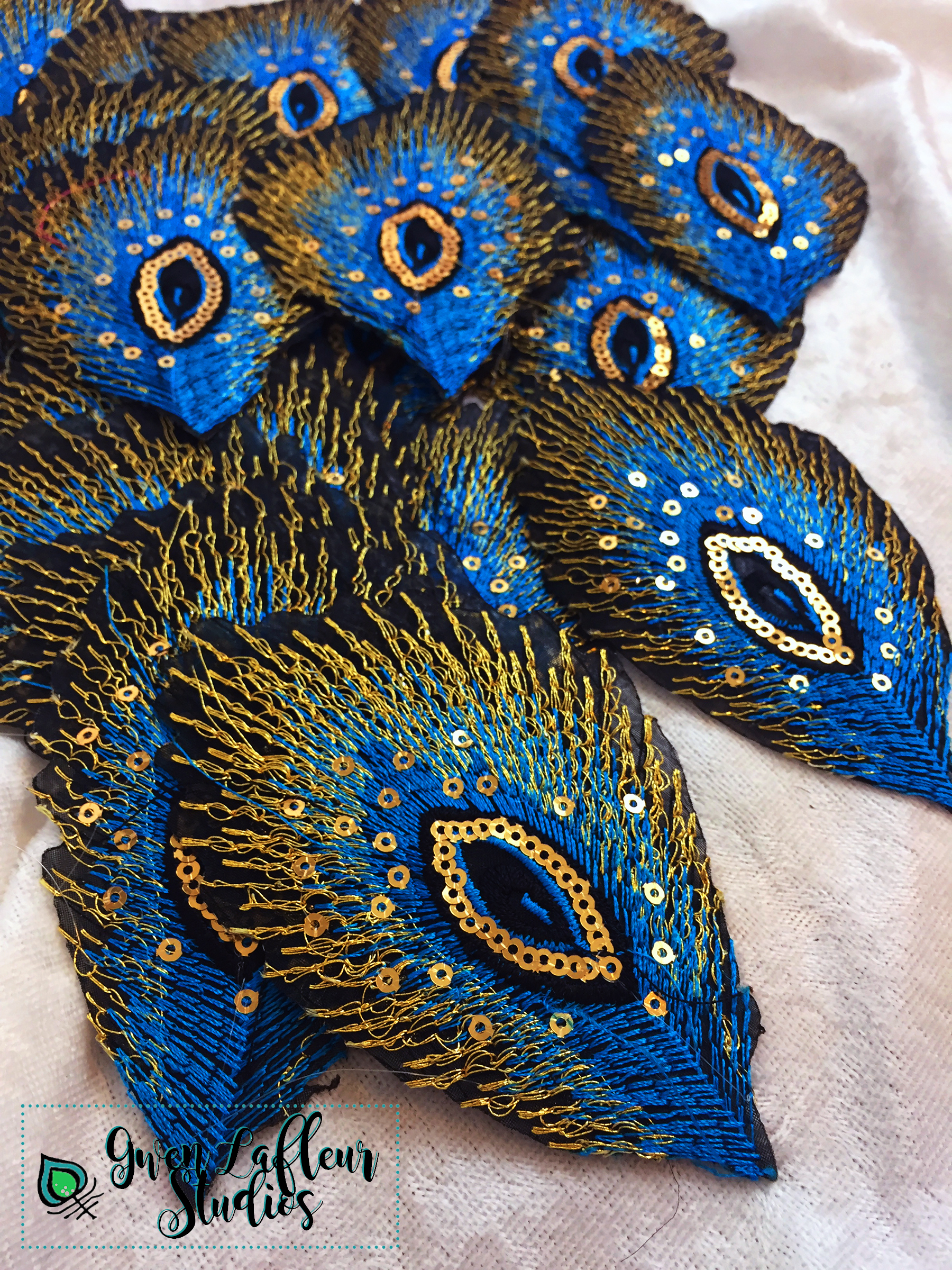 Peacock Feather Sequined Patches