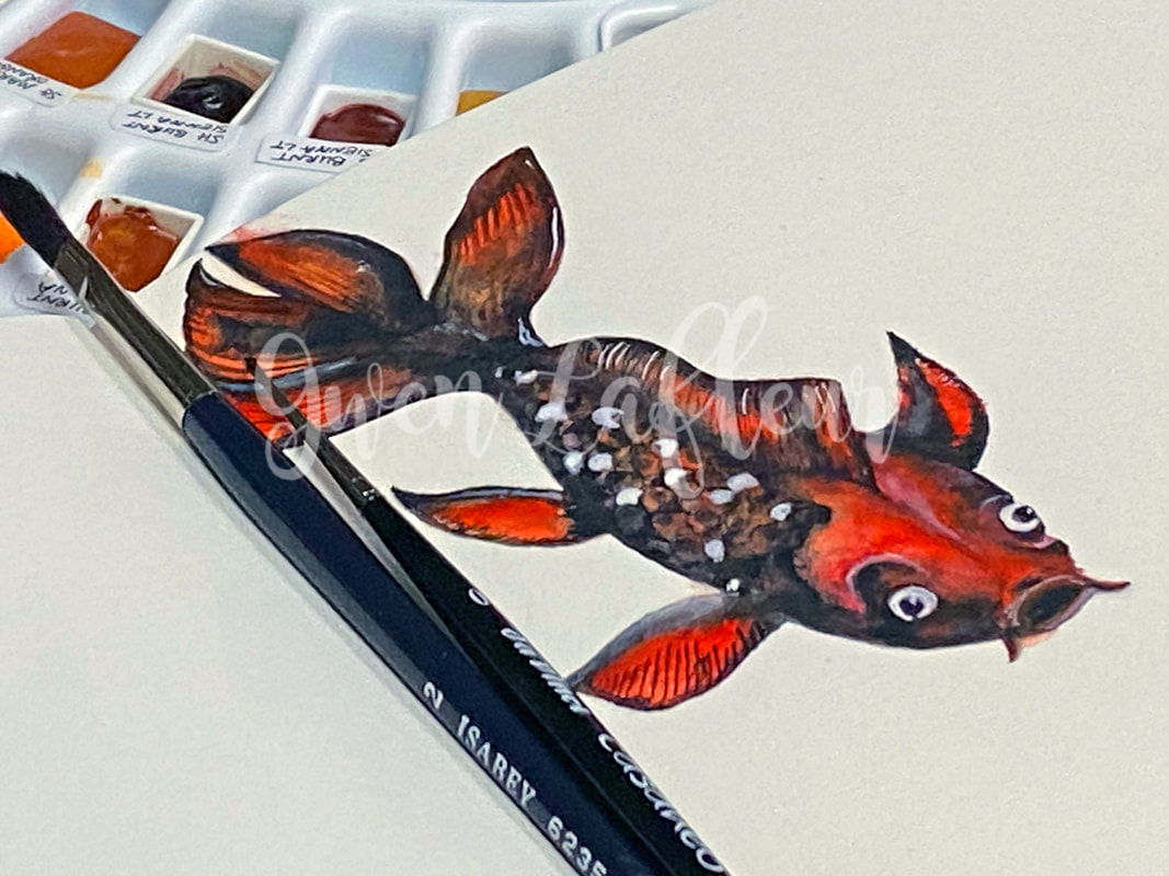 Painted Koi Fish using ShinHan Professional Korean Color by Gwen Lafleur