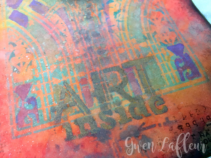 File Folder Art Journal with Distress Oxides and Stencils Front Cover Closeup - Tutorial by Gwen Lafleur