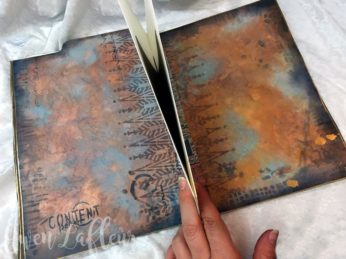 File Folder Art Journal with Distress Oxides and Stencils Spread 3 - Tutorial by Gwen Lafleur