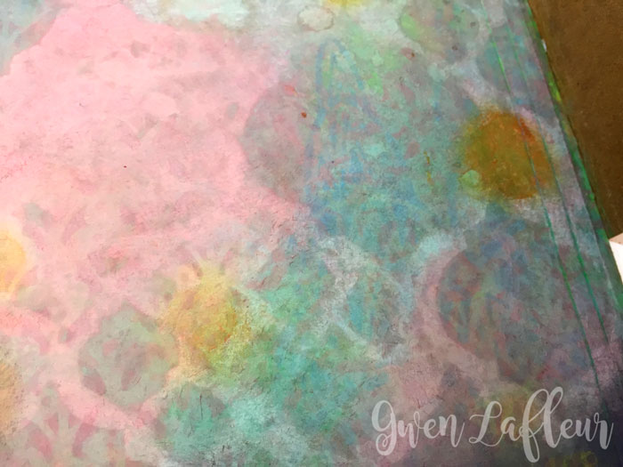 File Folder Art Journal with Distress Oxides and Stencils Spread 4 Closeup - Tutorial by Gwen Lafleur