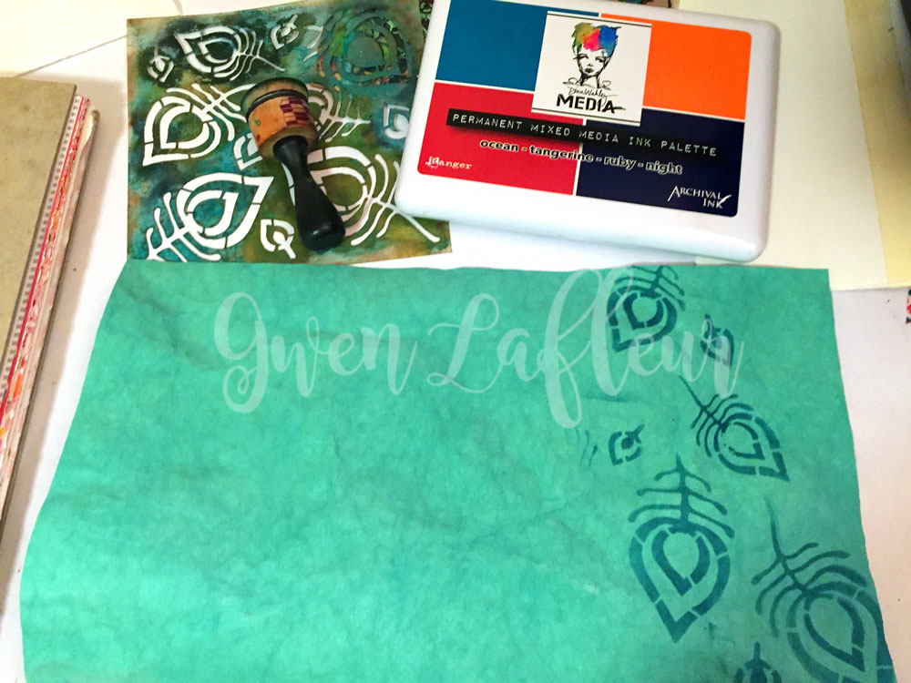 Stenciled & Embroidered Book w/ Kraft-Tex - Tutorial Step 1 - Gwen Lafleur