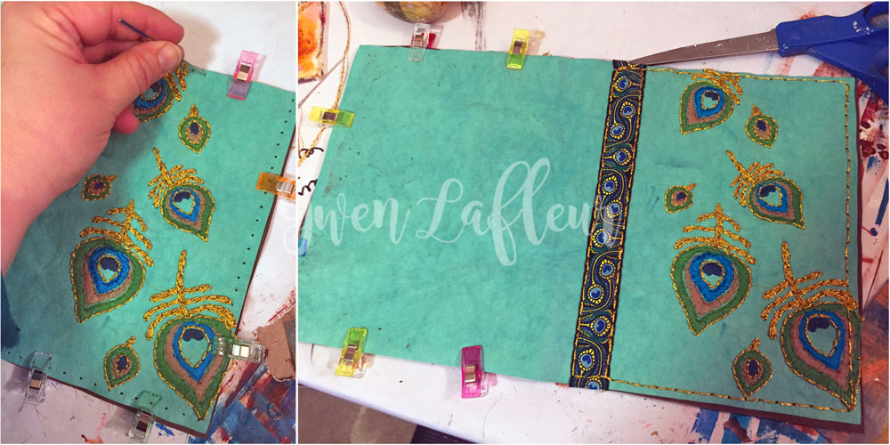 Stenciled & Embroidered Book w/ Kraft-Tex - Tutorial Step 4 - Gwen Lafleur