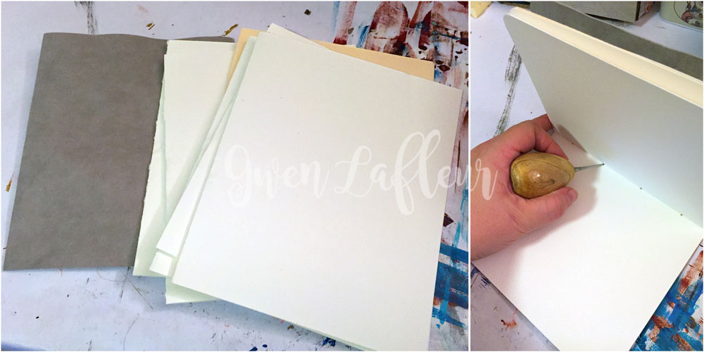 Stenciled & Embroidered Book w/ Kraft-Tex - Tutorial Step 9 - Gwen Lafleur
